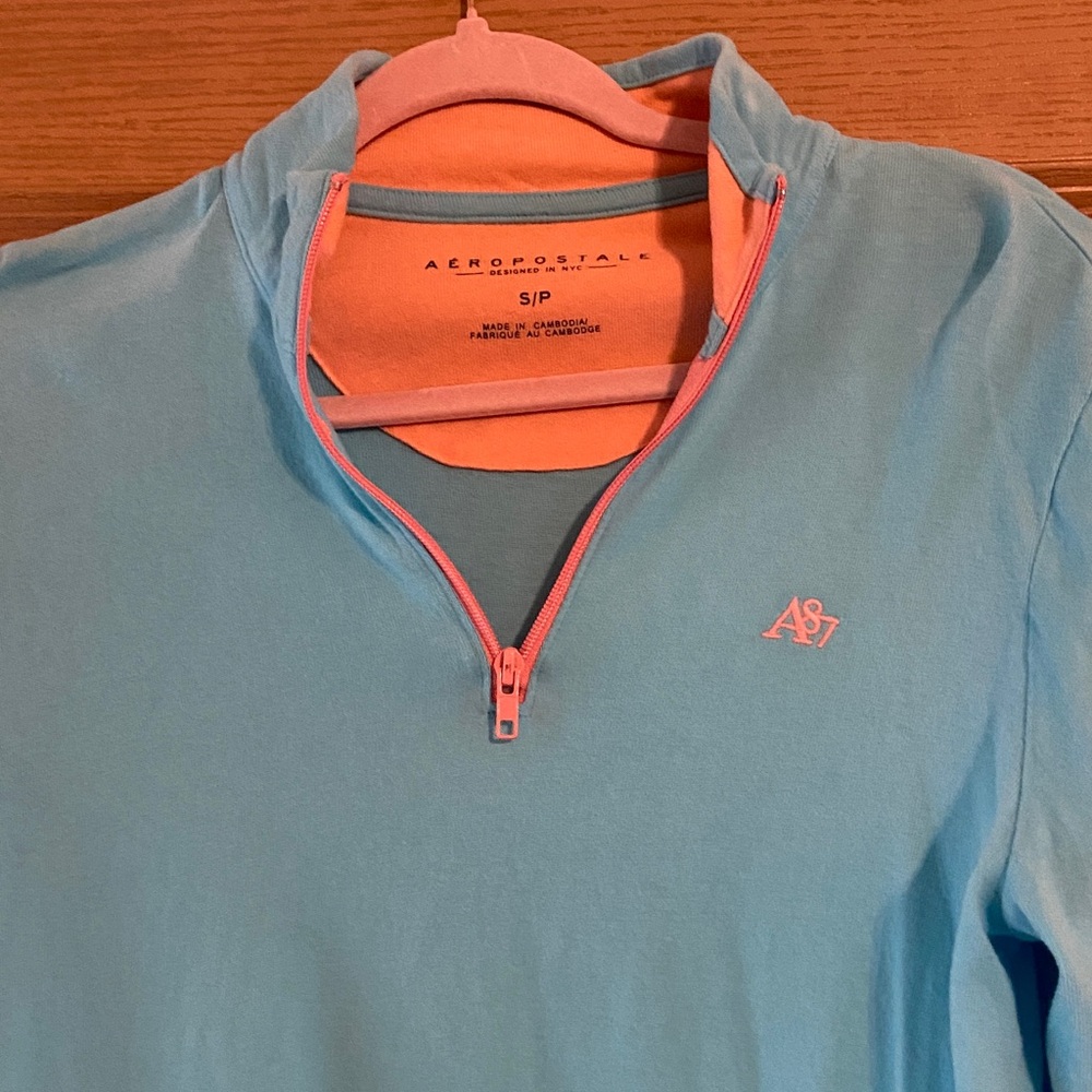 Aeropostale Blue and Orange Zip-Up Top - never worn